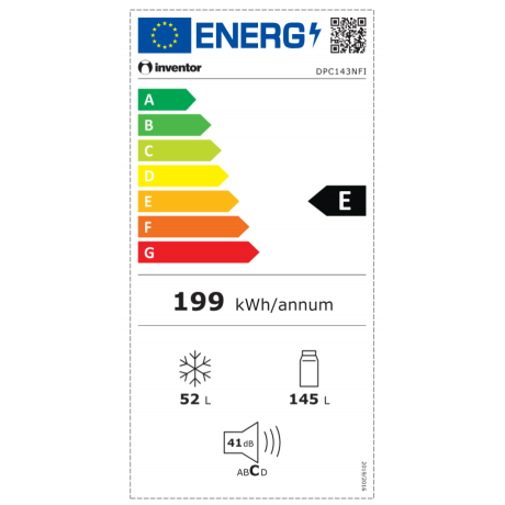 Inventor DPC143NFI Ψυγείο Δίπορτο Total No Frost 107lt Υ142.5xΠ54.5xΒ56εκ. Inox 